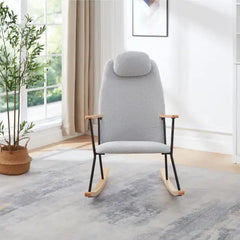 Light Grey Upholstered Rocking Chair - High Comfort Design