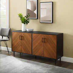Mid-Century Modern Acorn Buffet with Faux-Bookmatch Doors