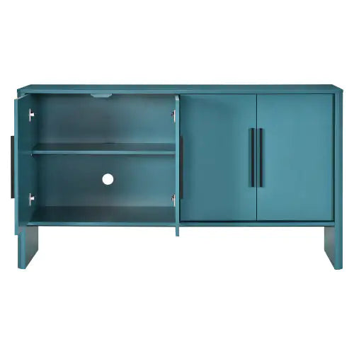 Antique Blue 4-Door Vintage Sideboard with Adjustable Shelves