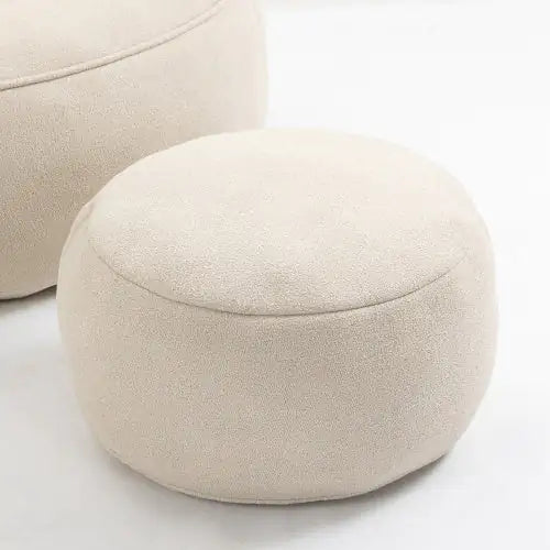 Comfy High-Pressure Foam Bean Bag Chair With Footrest - Beige