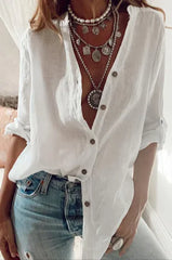 Soft V-Neck Cardigan - Comfy Cotton Blend, Long Sleeves