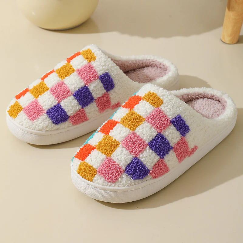 Colorful Checkerboard Cozy Home Slippers