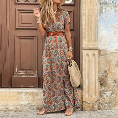 Spring Bohemian Oversized Long Dress - Flowy, Vibrant Style